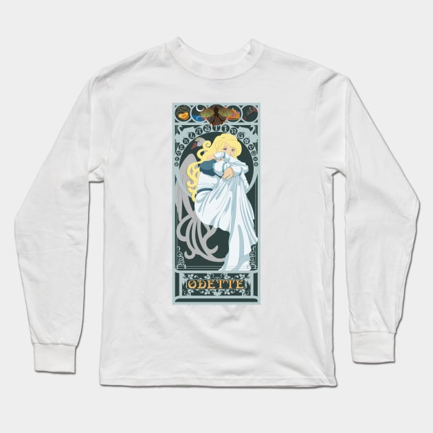 Odette - art nouveau - Swan Princess Long Sleeve T-Shirt by captainlaserbeam